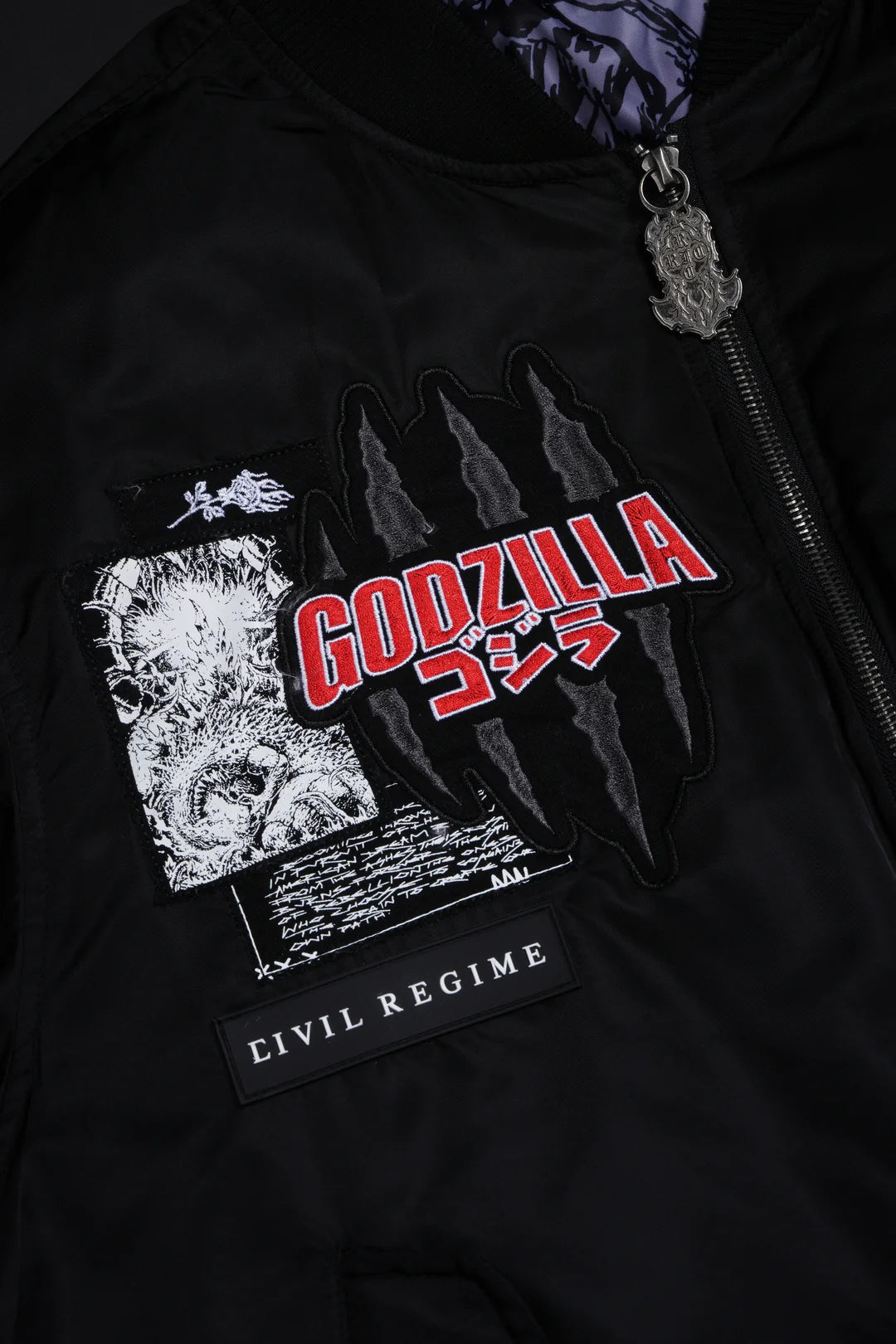 Zilla's Wrath Concrete Bomber Jacket in Black