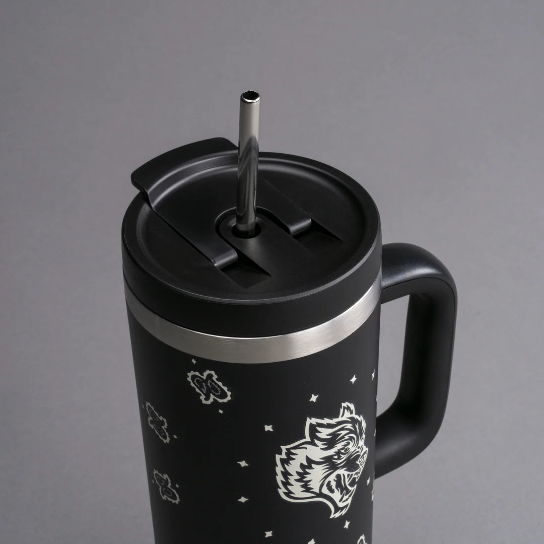 WESTERN WOLF TRAVEL TUMBLER IN BLACK