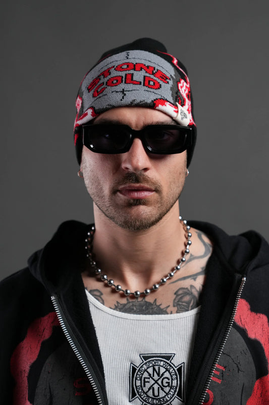 Stone Cold Big Skull Cap Beanie in Black