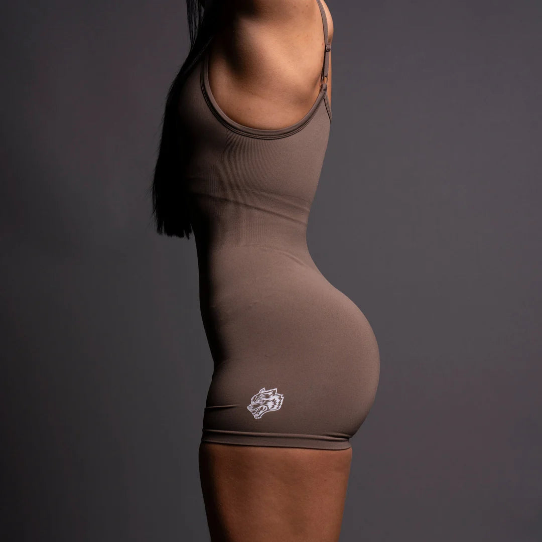 WESTERN WOLVES SONYA SEAMLESS BODYSUIT IN MOJAVE BROWN
