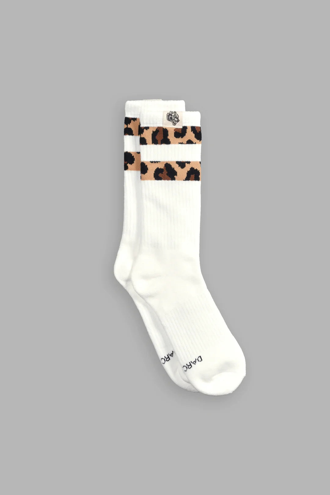 2 STRIPE WOLF PATCH CLASSIC SOCKS IN CREAM/CLAY LEOPARD