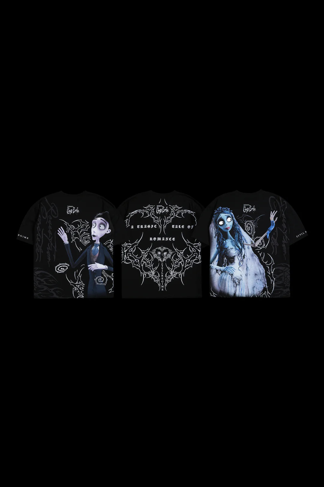 CORPSE BRIDE SIDE BY SIDE 199X TEE BOX SET IN BLACK