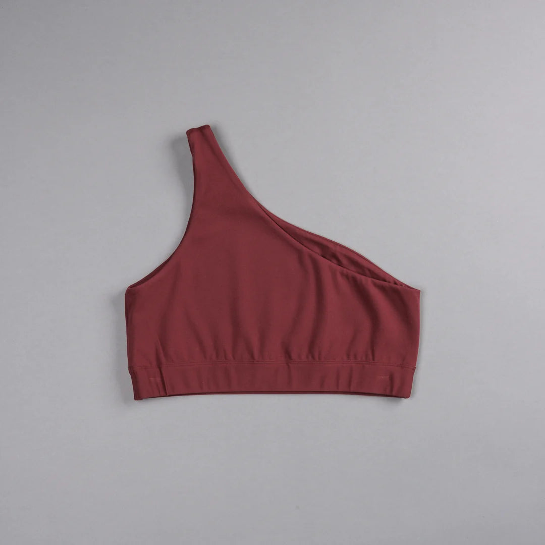 SINGLE ONE SHOULDER ENERGY BRA IN OXBLOOD