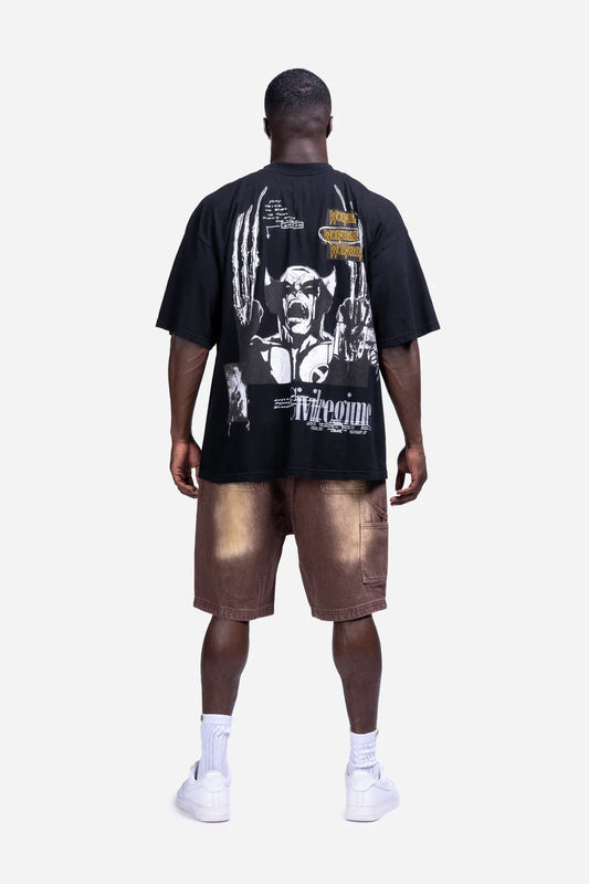 IN CHAOS WE BLOOM 199X OVERSIZED TEE IN BLACK