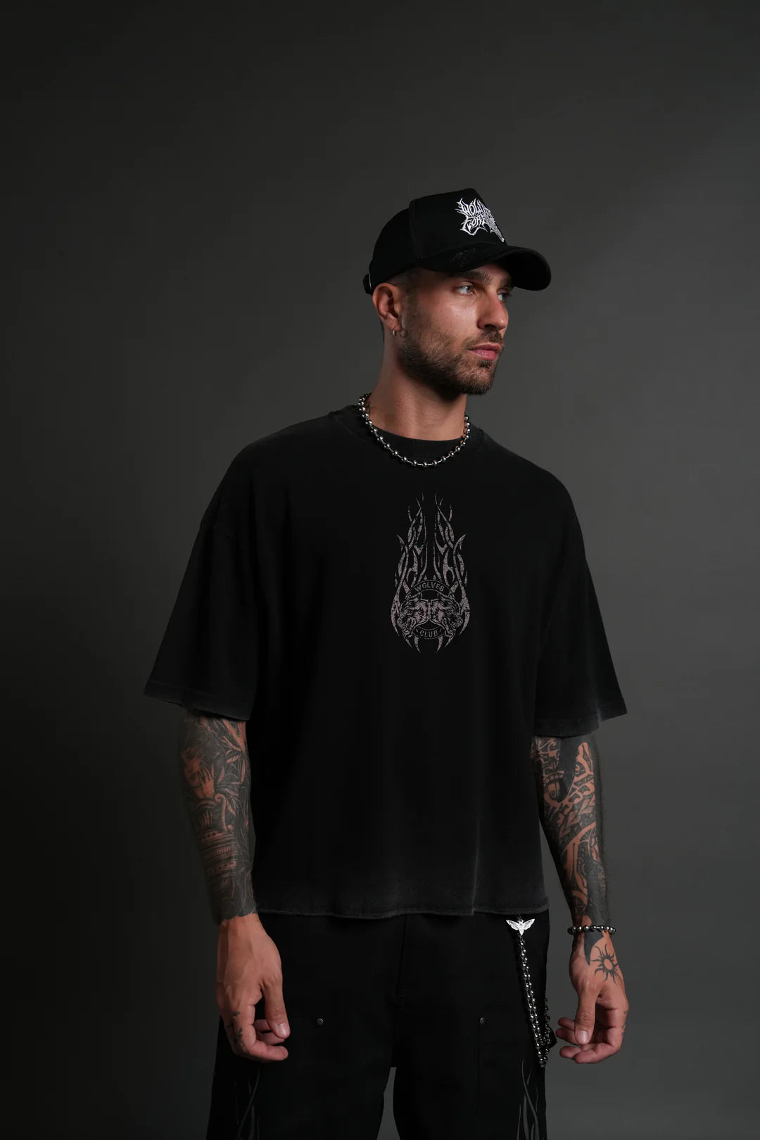 FINITE FLAME PREMIUM RAW HEM "BOX CUT" UNISEX TEE IN BLACK