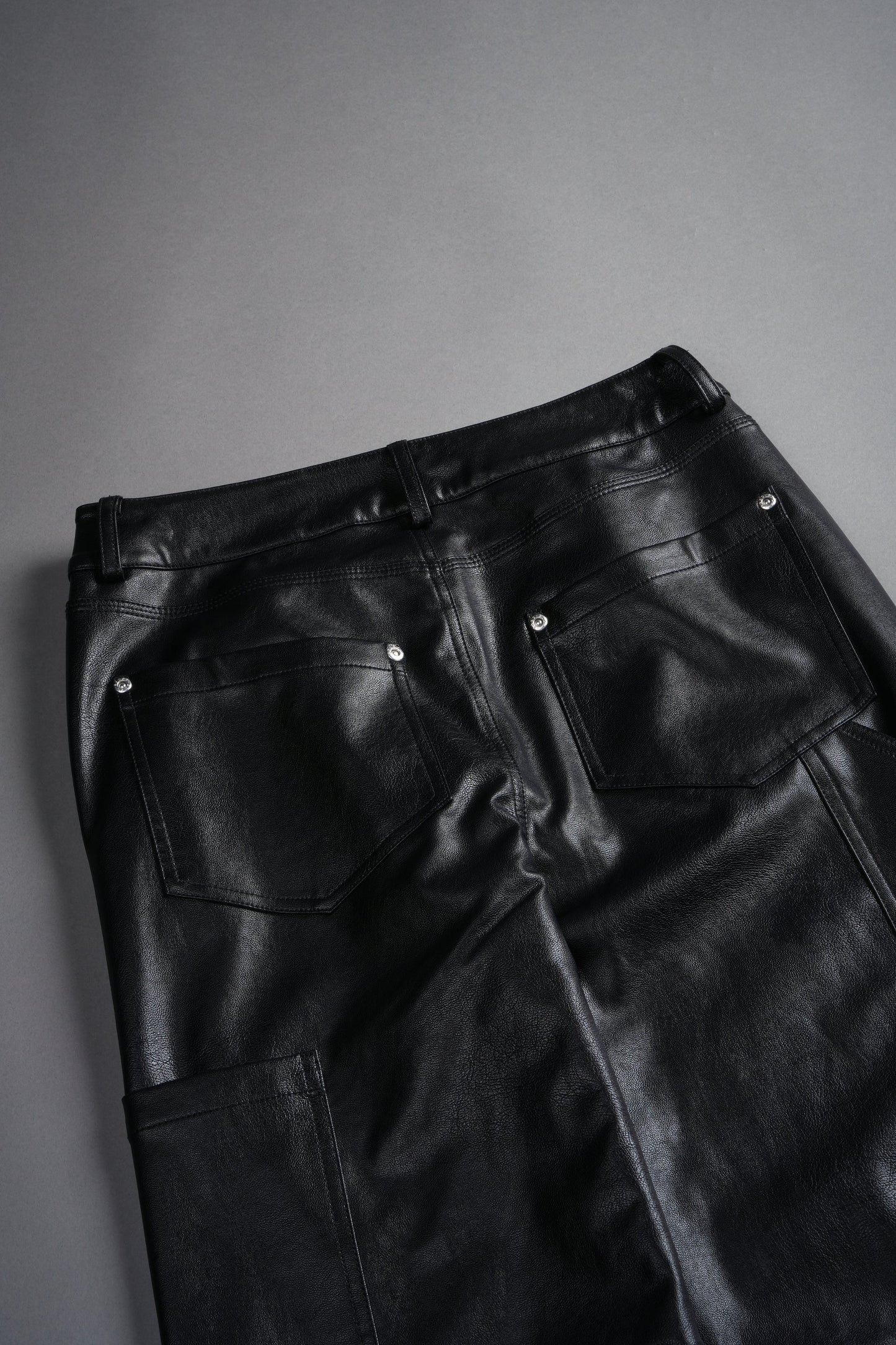 WOLF CHOPPER RYDER FAUX LEATHER PANTS IN BLACK