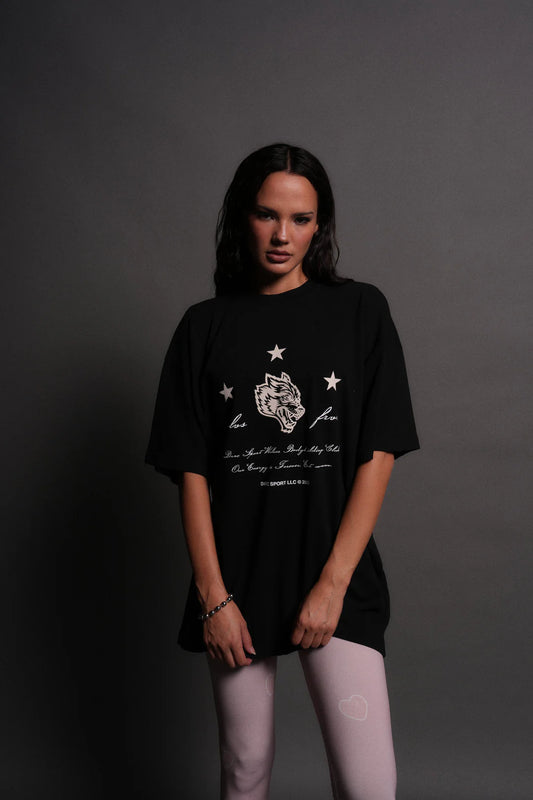 SHE'S A STAR UNISEX PREMIUM OVERSIZED TEE IN BLACK
