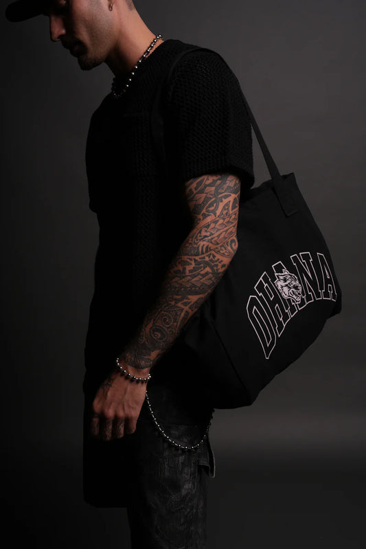 OHANA ONLYUS CANVAS TOTE BAG IN BLACK