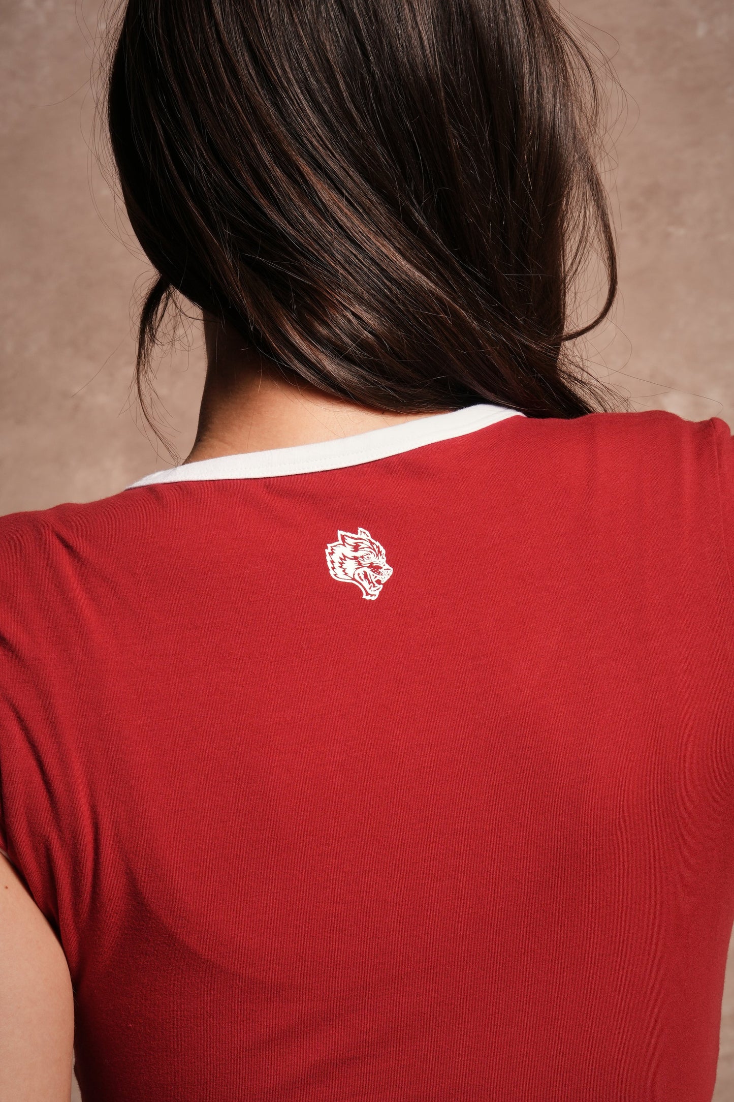 Wolves Chopper Josie Crop Baby Tee in Carmine Red