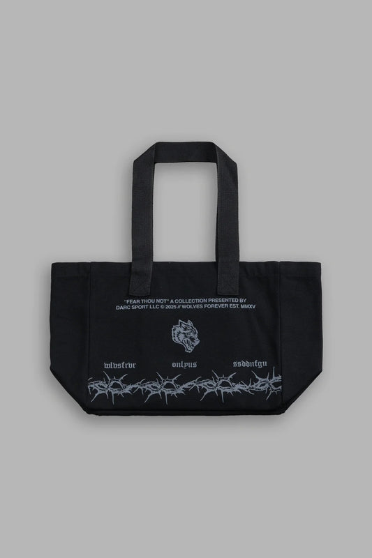 SURROUNDED BY THORNS MINI TOTE BAG IN BLACK