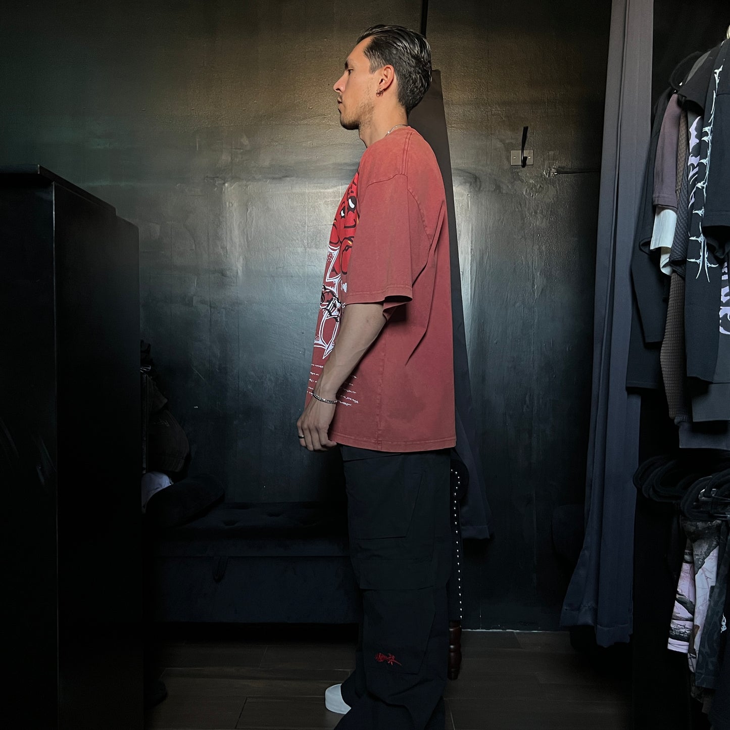 BURNING ROSE ULTRA WIDE LEG PANTS IN BLACK