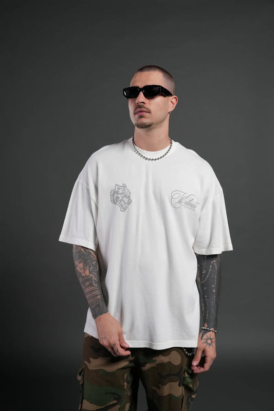 Nocturne Bloom Premium Oversized Tee in CREAM