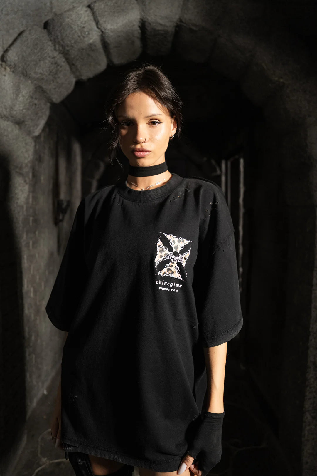 IRON SKULL FMR TEE IN LEOPARD/BLACK