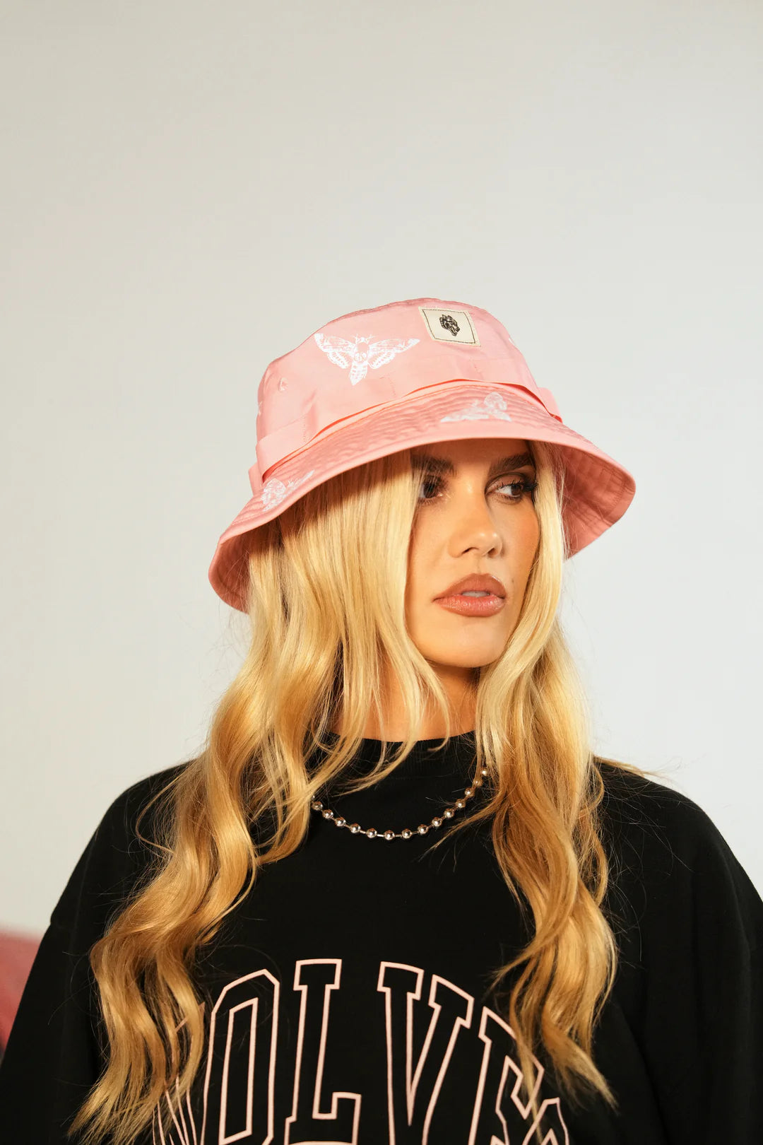 DEATH MOTH BOONIE BUCKET HAT IN CHERRY BLOSSOM