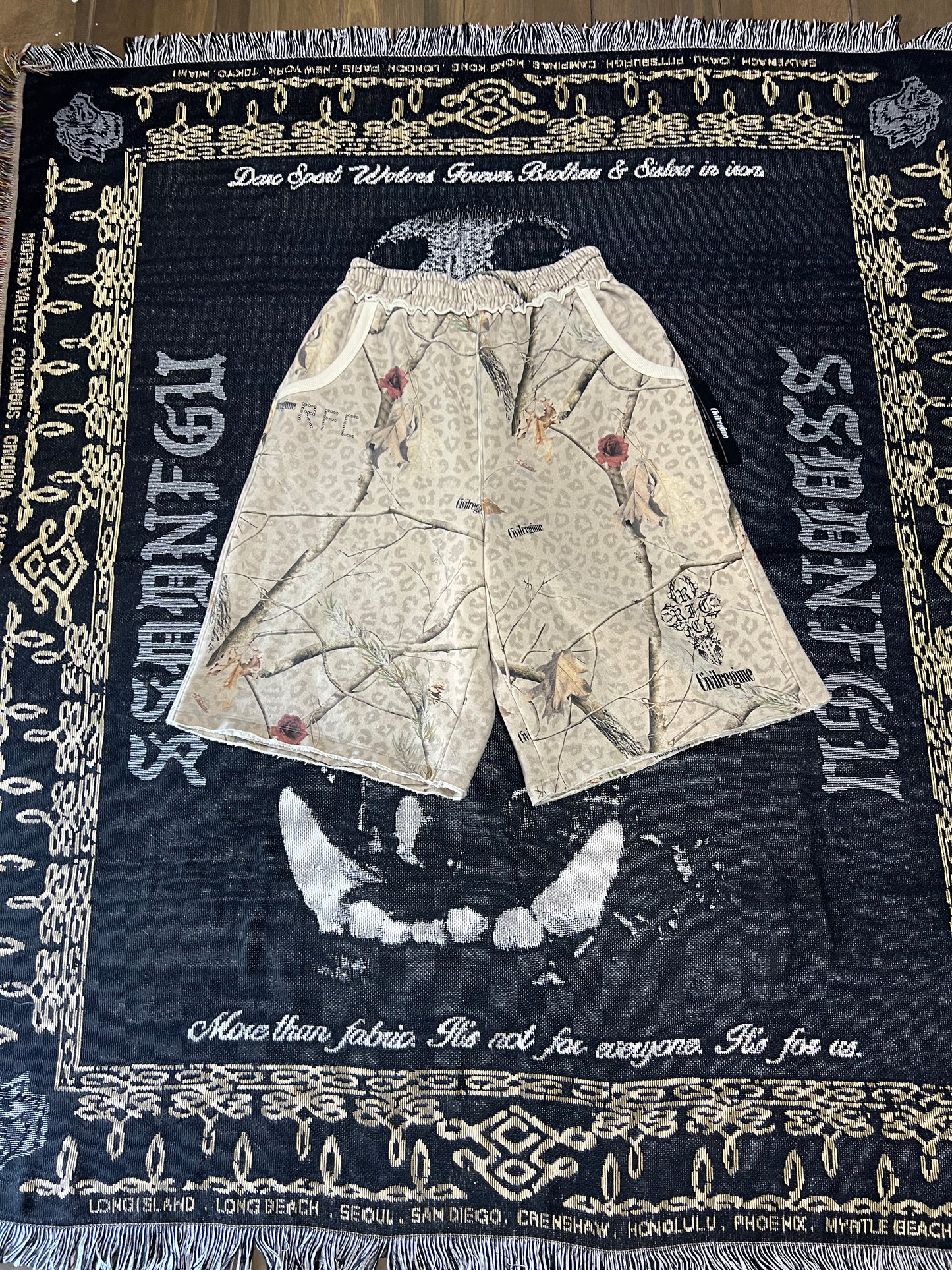 CONCRETE SIN FLEECE JORTS IN SUN WASH REAL LEOPARD CAMO