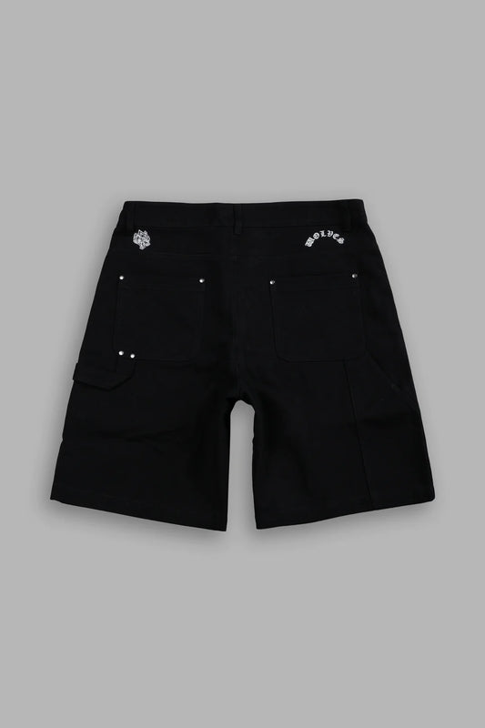 Wolf Chopper Oversized Carter Utility Shorts in Black