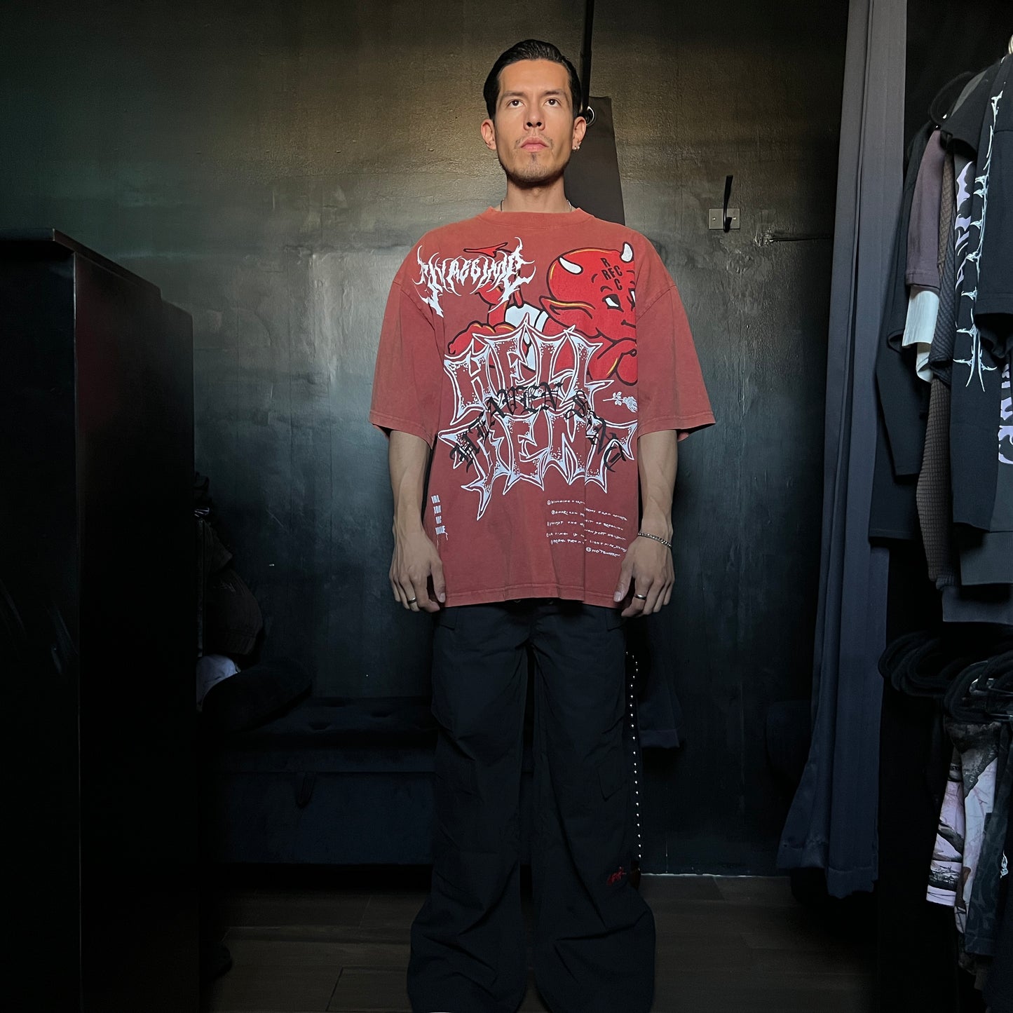 BURNING ROSE ULTRA WIDE LEG PANTS IN BLACK