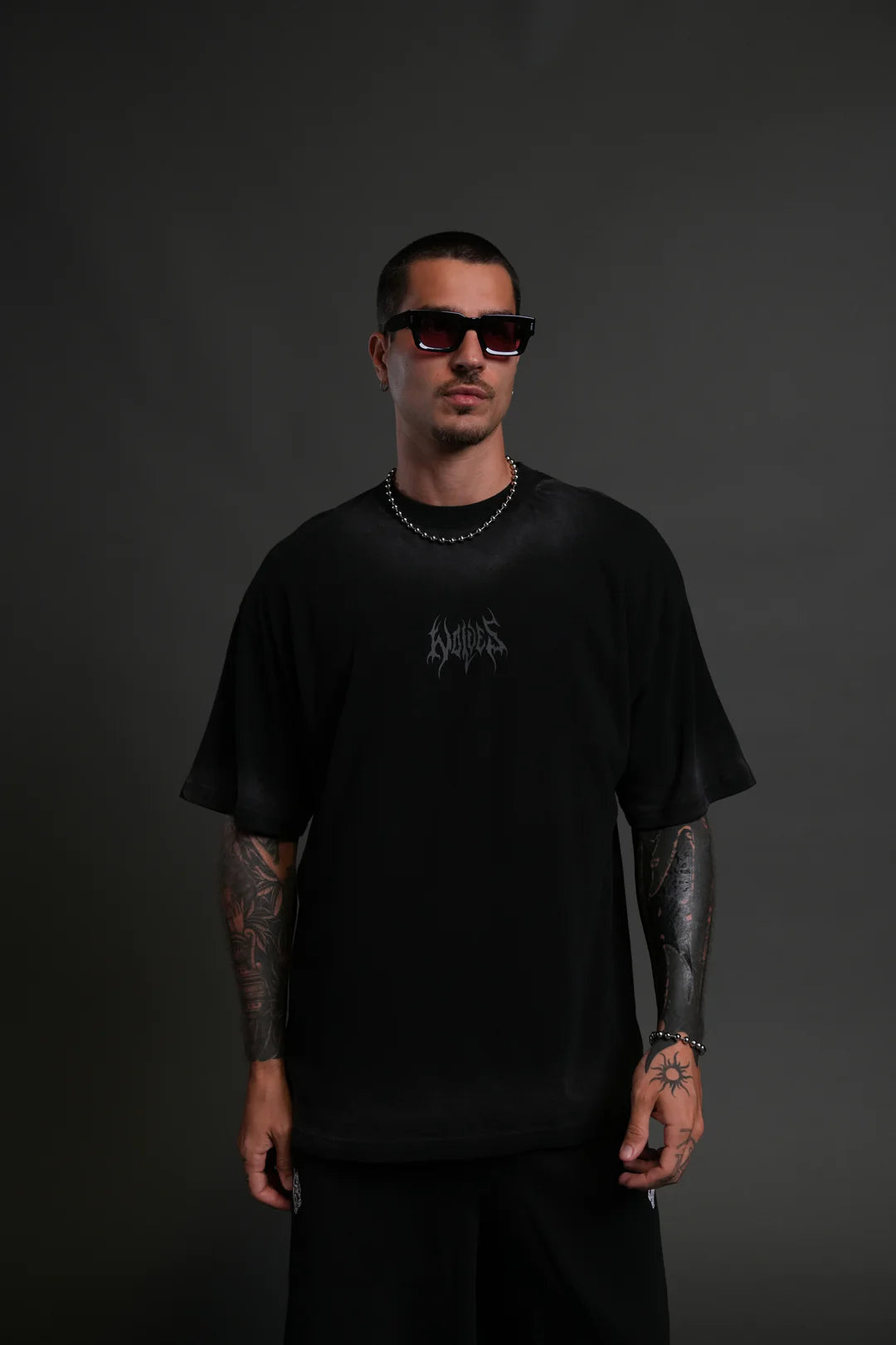 HESH CORE PREMIUM OVERSIZED TEE IN BLACK DAWN SUN FADE