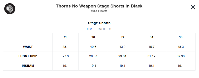 THORNS NO WEAPON STAGE SHORTS IN BLACK