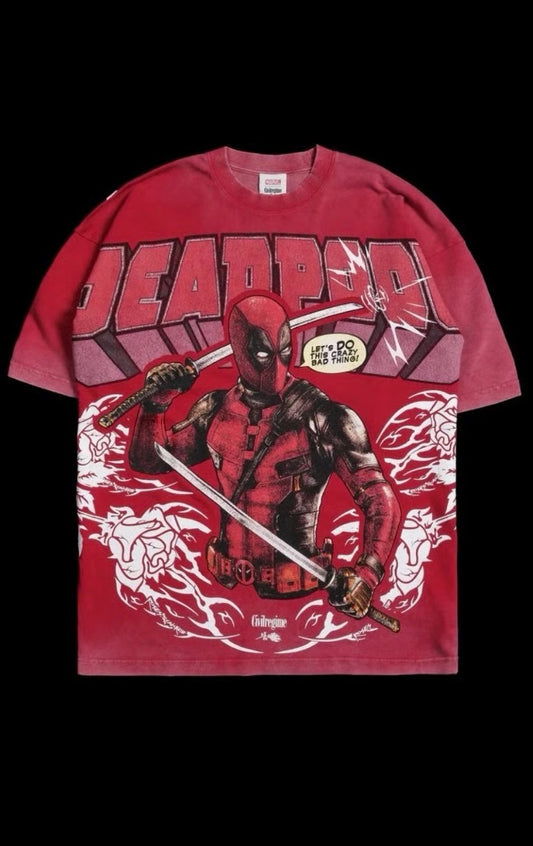 DEADPOOL AMERICAN CLASSIC OVERSIZED TEE IN VINTAGE ROSE RED