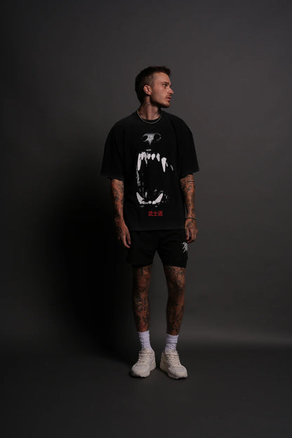 BLOOD THIRSTY KANJI "PREMIUM" OVERSIZED TEE IN BLACK