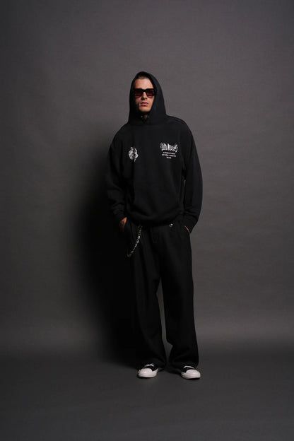 10 YEARS OF NFGU "PIERCE" HOODIE IN BLACK DRIFT WASH