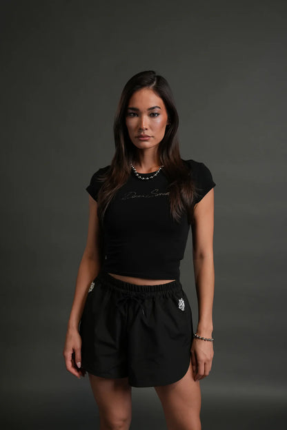 DARC STAR BABY TEE IN BLACK