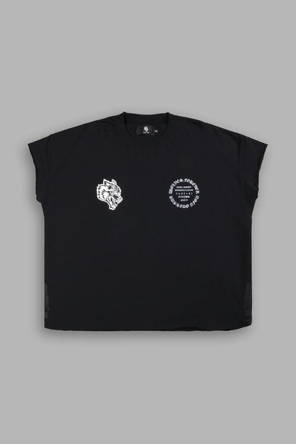 WARRIOR'S FIRE GRUNGE CUT-OFF TEE IN BLACK