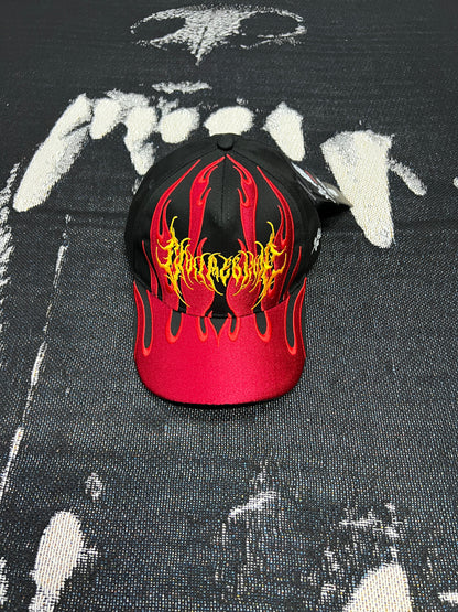 SHADOW IN THE FLAMES 5 PANEL STRAPBACK HAT IN BLACK