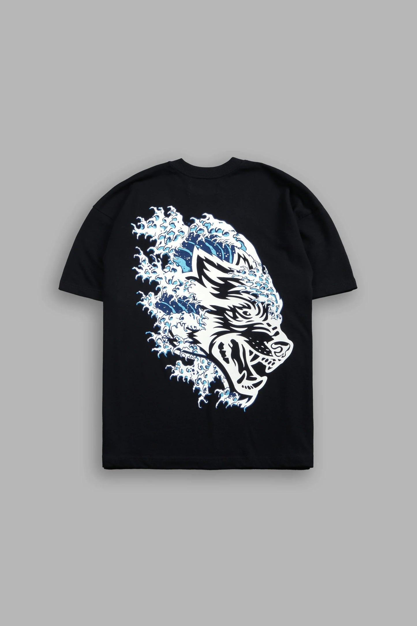 Wave Wolf Premium Oversized Tee in Black