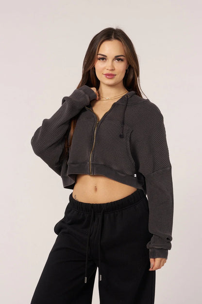 W550 CHIKIN N WAFFLE ZIP UP IN BLACK