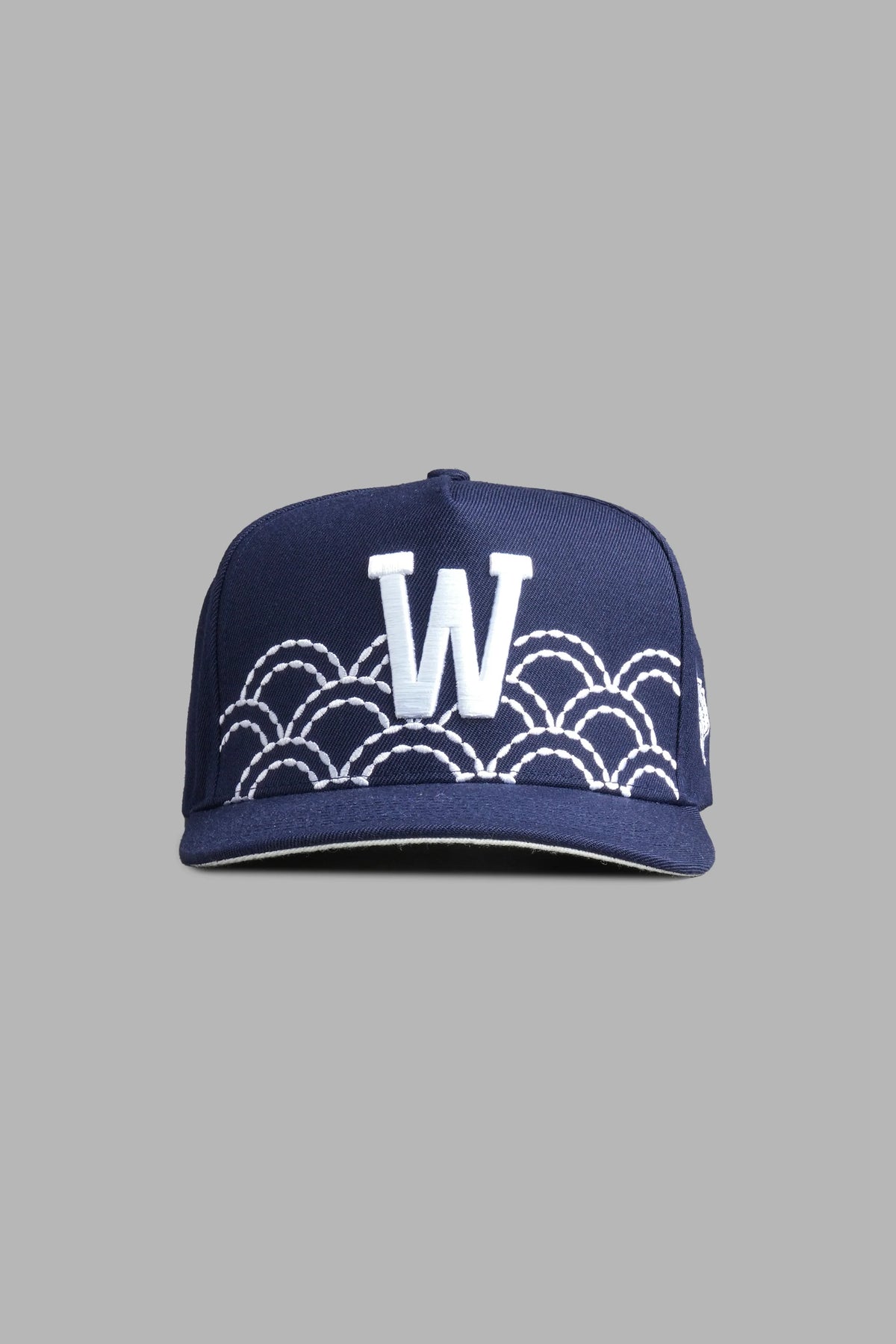 Sashiko Waves A Frame Snapback in Royal Navy