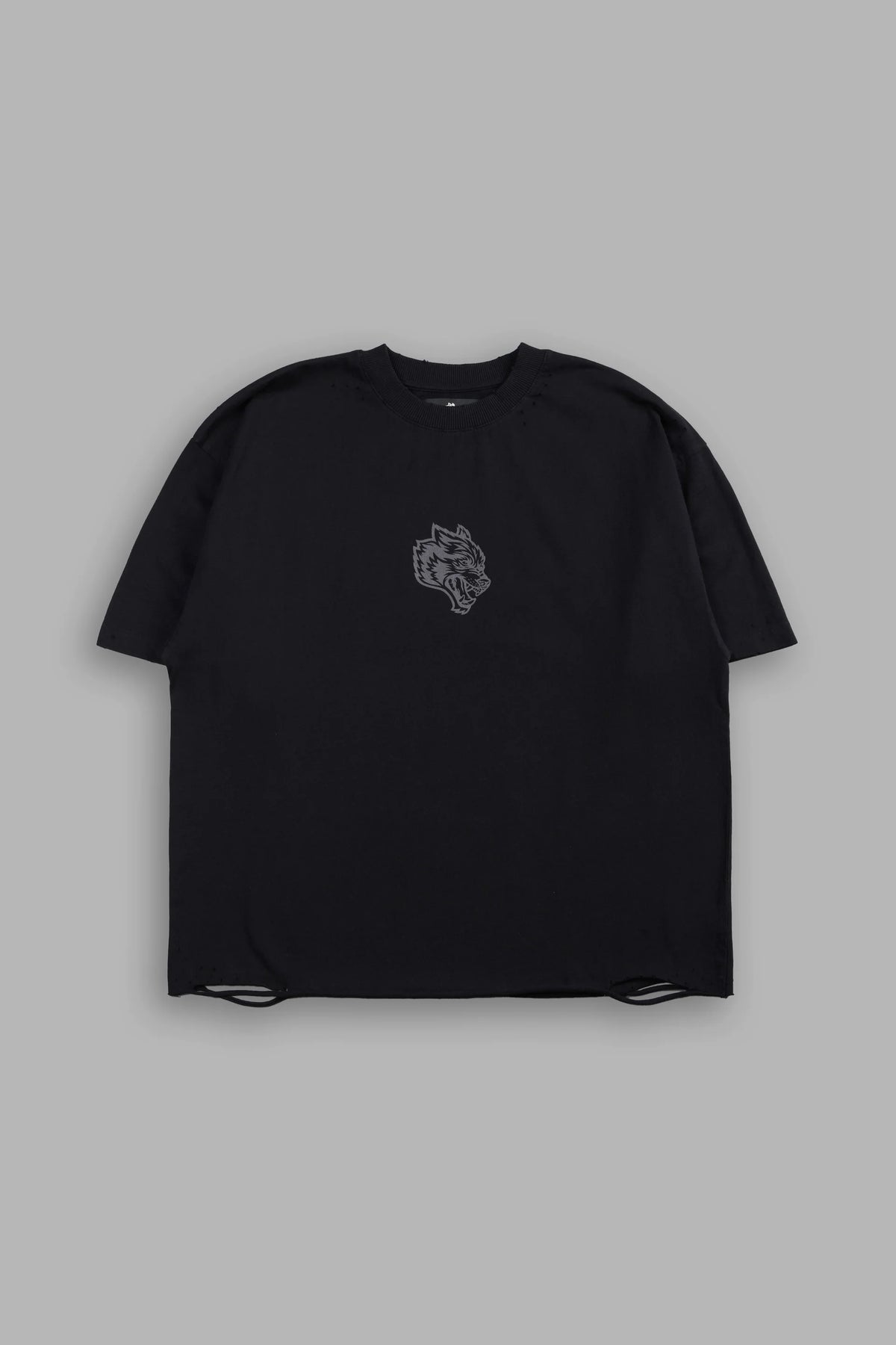 Wolves Oni Cherub Distressed Grunge Unisex Tee in Black