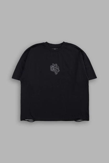 Wolves Oni Cherub Distressed Grunge Unisex Tee in Black
