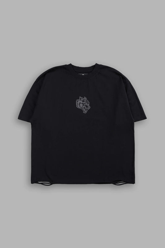 Wolves Oni Cherub Distressed Grunge Unisex Tee in Black