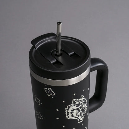 WESTERN WOLF TRAVEL TUMBLER IN BLACK