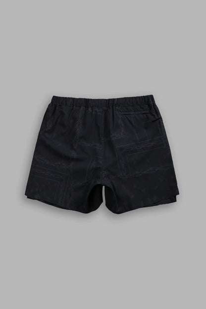 Dual Compression Shorts in Black Thorn Paisley