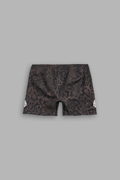 Dual Wolf Harlow Soft Seamless Shorts in Darc Brown Leopard