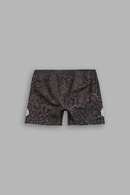 Dual Wolf Harlow Soft Seamless Shorts in Darc Brown Leopard