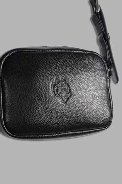 WOLVES CHOPPER BLADE LEATHER SIDE BAG IN BLACK