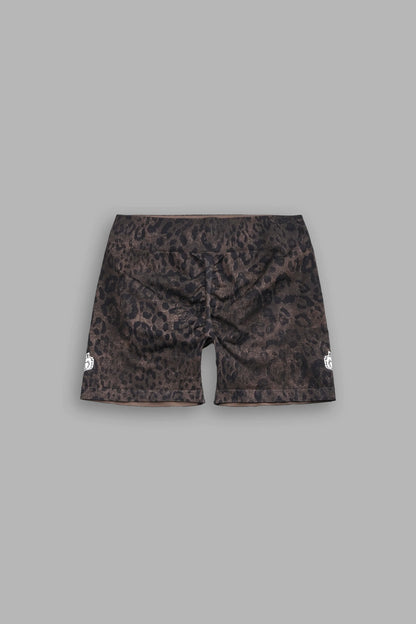 Dual Wolf Harlow Soft Seamless Shorts in Darc Brown Leopard