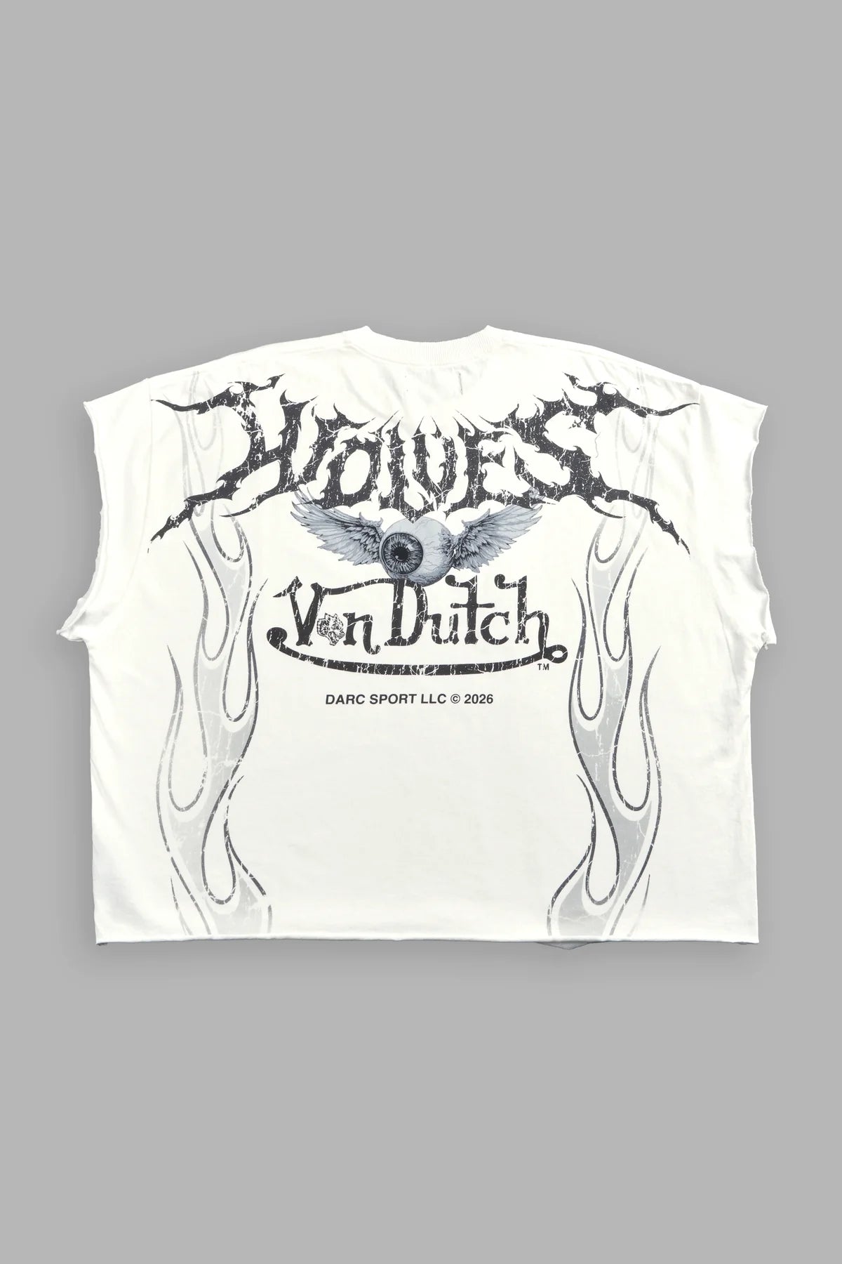 Take-Off Grunge Cut-Off Mid-Length Raw Hem Tee in Cream