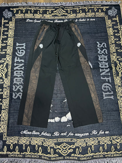 DUAL BROLIC UNISEX TRACK PANTS IN BLACK DRIFTWOOD FOREST CAMO