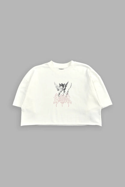 VIKING CHERUB “GRUNGE” OVERSIZED (CROPPED) TEE IN CREAM