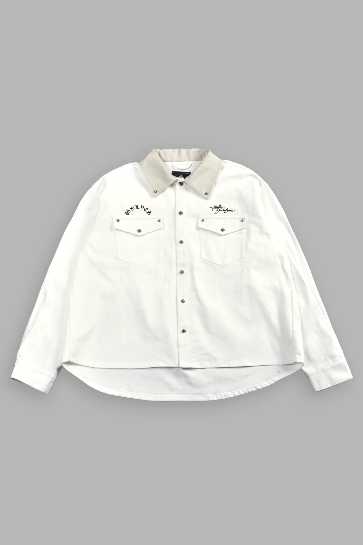 Harley Wolves Winslow Shirt Jacket in Cream