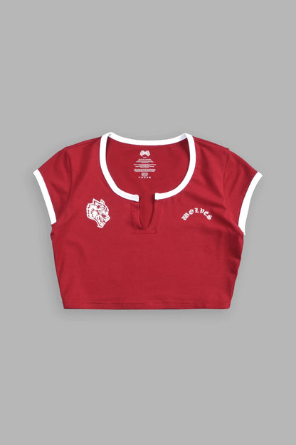 Wolves Chopper Josie Crop Baby Tee in Carmine Red