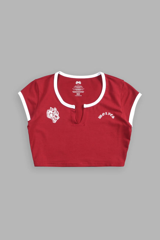 Wolves Chopper Josie Crop Baby Tee in Carmine Red