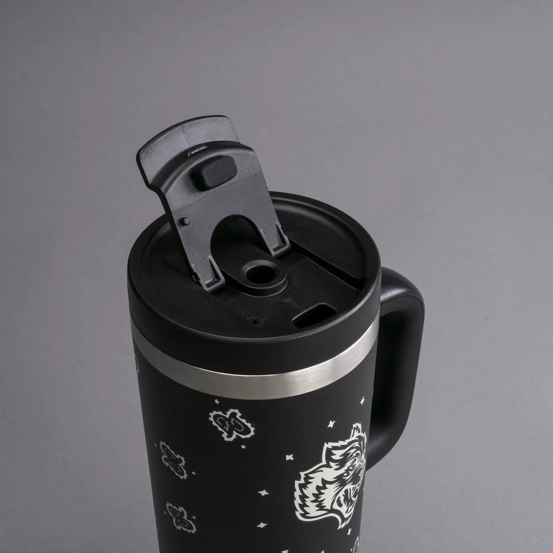 WESTERN WOLF TRAVEL TUMBLER IN BLACK