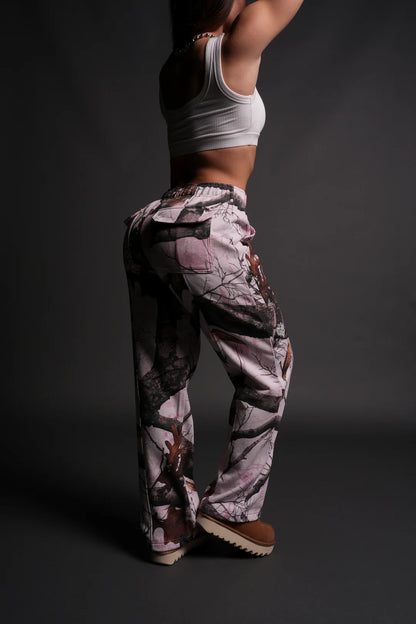 DUAL SHE WRATH SWEATS IN BROWN/LIGHT MAUVE WOODLAND CAMO