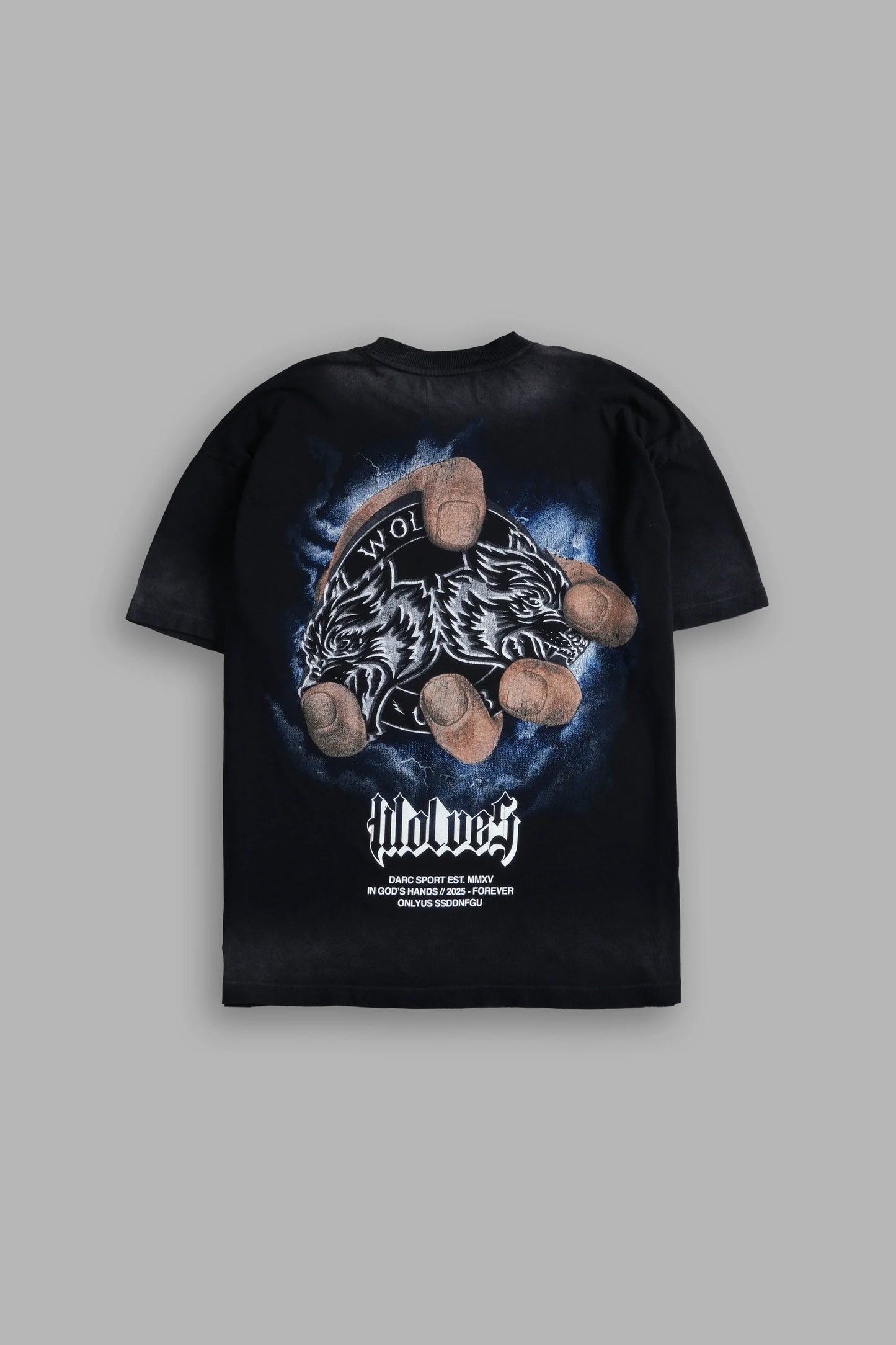 In God's Hands "Premium" Oversized Tee in Black Drift Wash